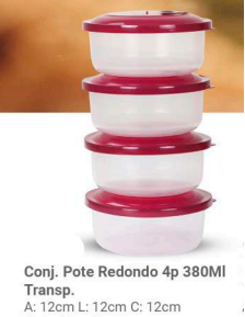 CJ. POTE REDONDO 4P'380ml' TRANSPARENTE
